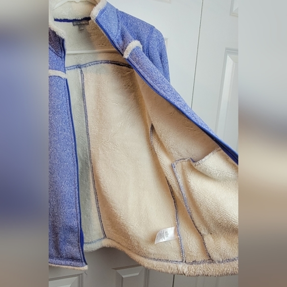 TALBOTS Blue White‎ Sherpa Yoke Trim Jacket Women's XS EUC - Picture 5 of 12